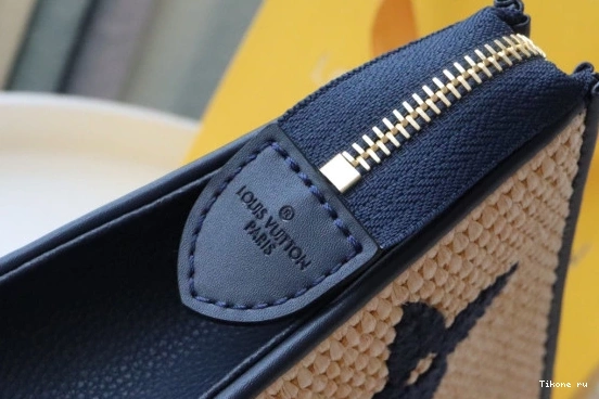 Affordable Raffia Pouch Toiletry Monogram VUITTON LOUIS 0806